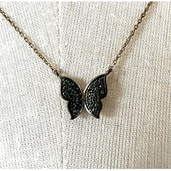 Rhinestone butterfly pendant necklace Jewelry - Rhinestone butterfly dainty pendant necklace